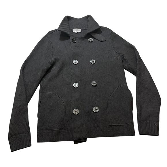 Vince Black Wool Knit Double Breasted Collared Cardigan‎ Jacket SZ Medium - Picture 1 of 9